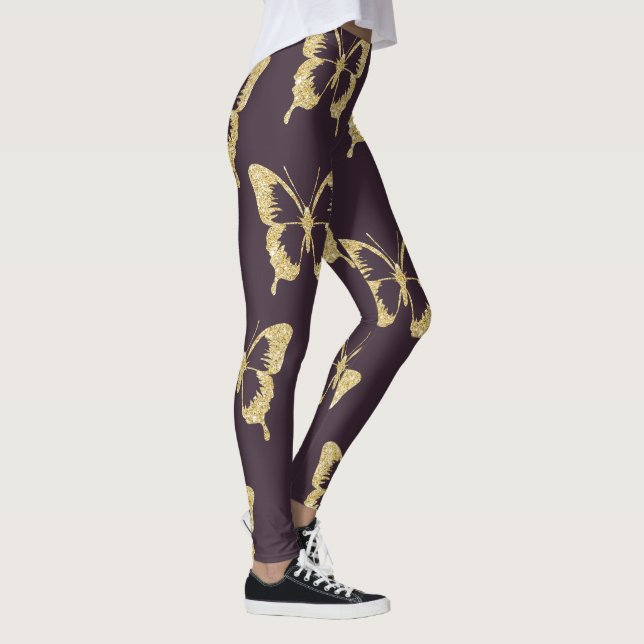 elegant guld glitter-fjäril leggings (Höger)