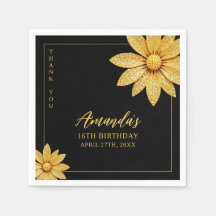 Elegant Guld Glitter FLOSKT 16 Födelsedag