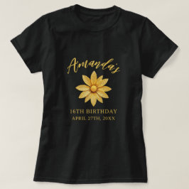 Elegant Guld Glitter FLOSKT 16 Födelsedag T Shirt