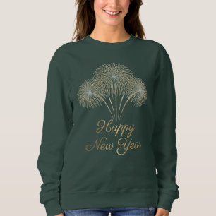 Elegant Guld Glitter Fyrverkerier Gott Nytt År T Shirt