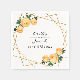 Elegant Guld Glitter Geometric Orange Blommigt Wed Pappersservett