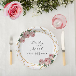 Elegant Guld Glitter Geometric Rosa Blommigt Bröll