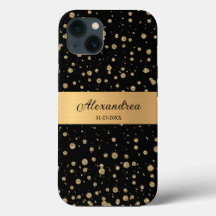 Elegant Guld Glitter Gnistra Black Personalize