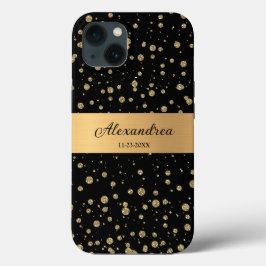 Elegant Guld Glitter Gnistra Black Personalize