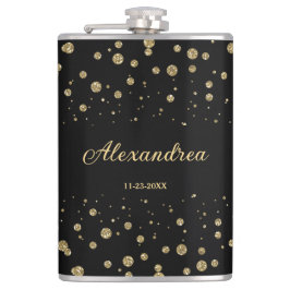 Elegant Guld Glitter Gnistra Black Personalize Fickplunta