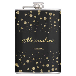 Elegant Guld Glitter Gnistra Black Personalize Fickplunta