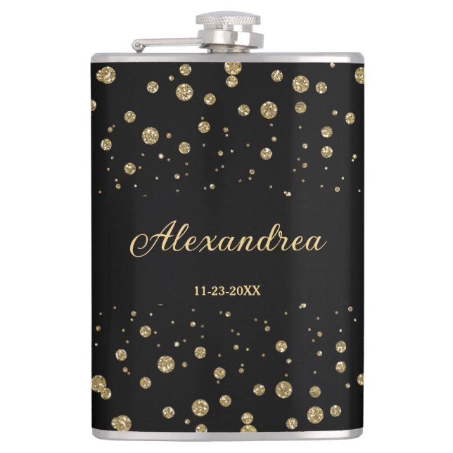 Elegant Guld Glitter Gnistra Black Personalize Fickplunta (Framsidan)