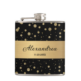 Elegant Guld Glitter Gnistra Black Personalize Fickplunta