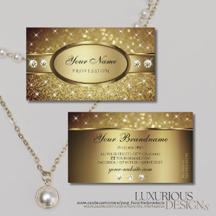 Elegant Guld Glitter Gnistra Stars Diamonds Luxury Visitkort