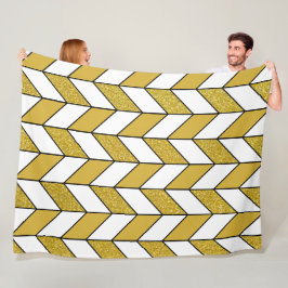 Elegant Guld Glitter Herringbone Chevron Mönster Fleecefilt
