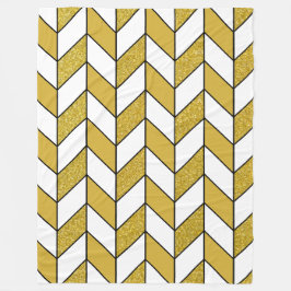 Elegant Guld Glitter Herringbone Chevron Mönster Fleecefilt