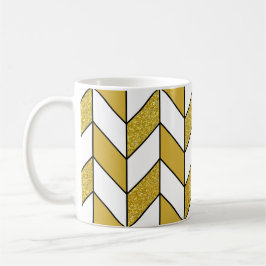 Elegant Guld Glitter Herringbone Chevron Mönster Kaffemugg