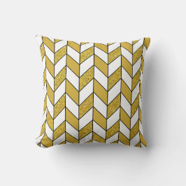 Elegant Guld Glitter Herringbone Chevron Mönster Kudde