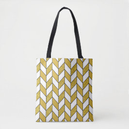 Elegant Guld Glitter Herringbone Chevron Mönster Tygkasse