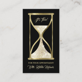 Elegant Guld Glitter Hourglass Hair och Makeup Tidsbeställning Kort