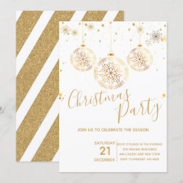 Elegant Guld Glitter jul Party Inbjudningar
