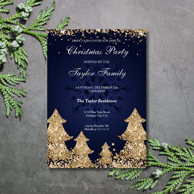 Elegant Guld Glitter, julbolag Party Inbjudningar (Skapare uppladdad)