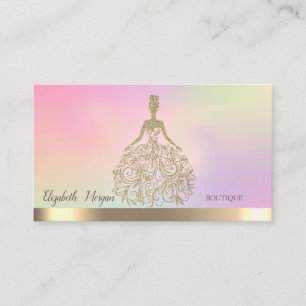 Elegant Guld Glitter Klänning Holografisk Visitkort