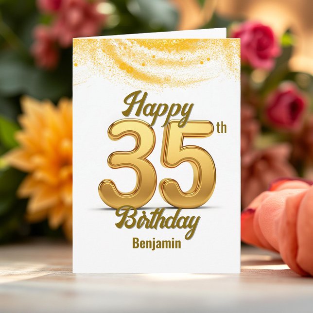 Elegant Guld Glitter Konfetti 35e födelsedag Kort (Skapare uppladdad)