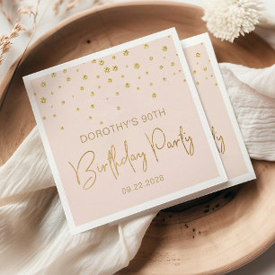 Elegant Guld Glitter Konfetti 90:e födelsedag Pappersservett