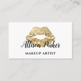 Elegant Guld Glitter Läppar Makeup Artist Visitkort