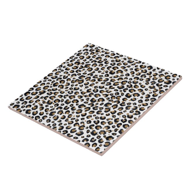 Elegant Guld Glitter Leopard Mönster Kakelplatta (Sidan)