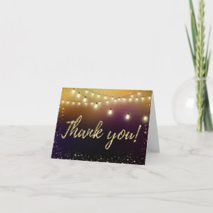 Elegant Guld Glitter Lila Ljus Stars Tack Kort