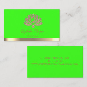 Elegant Guld Glitter Lotus Grön Neon Visitkort