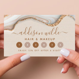 Elegant Guld Glitter marble Agate Modern Chic Lojalitetskort