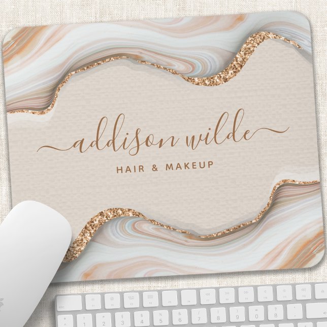 Elegant Guld Glitter marble Agate Modern Chic Musmatta (Skapare uppladdad)