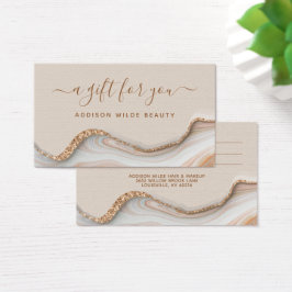 Elegant Guld Glitter marble Agate Salon Gift Card Visitkort
