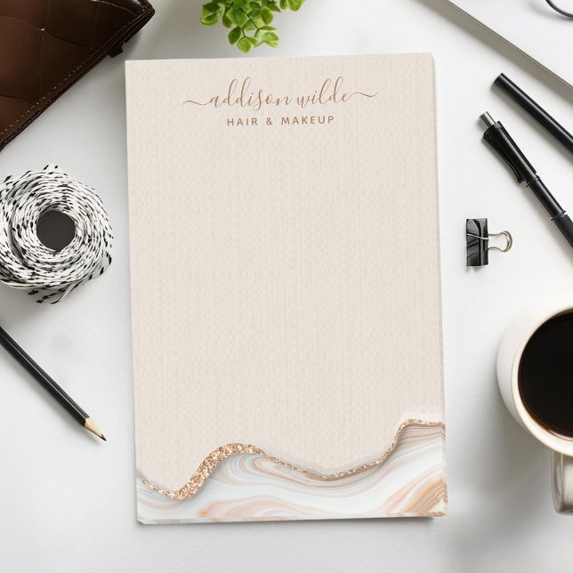 Elegant Guld Glitter Marmor Agat Modern Chic Post-it Block (Skapare uppladdad)