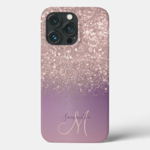 Elegant Guld Glitter Monogram Namn