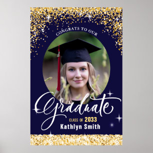 Elegant Guld Glitter mousserande Studenten foto av Poster