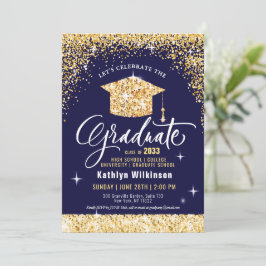 Elegant Guld Glitter mousserande Studentfest Inbjudningar
