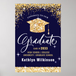 Elegant Guld Glitter mousserande Studentfest Poster