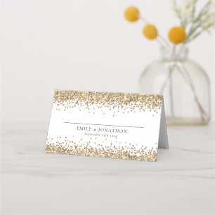 Elegant Guld Glitter Namn Bröllop Placeringskort
