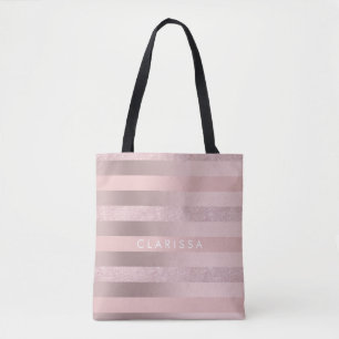 Elegant guld glitter och rosa rand tygkasse