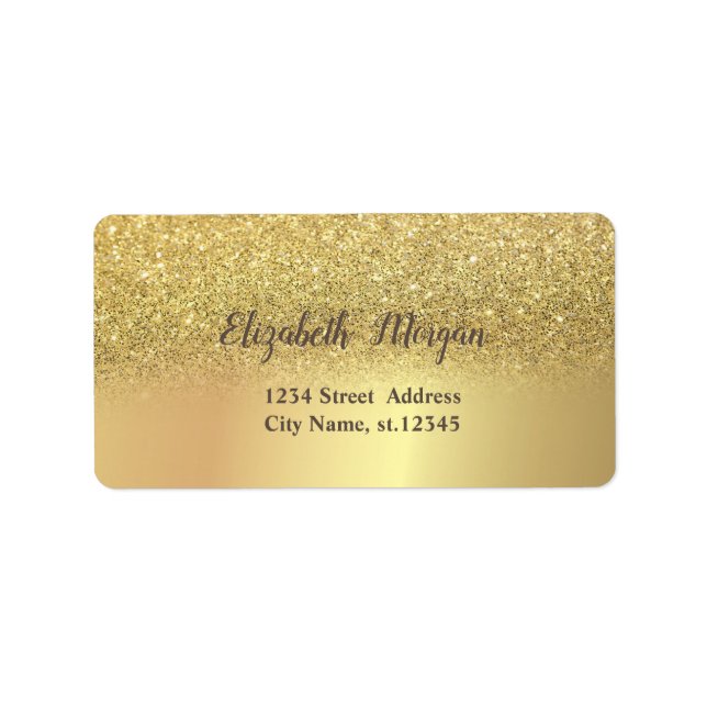 Elegant Guld Glitter Ombre Bokeh Adressetikett (Framsidan)