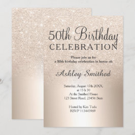 elegant guld glitter ombre metallisk  50-årsdag inbjudningar