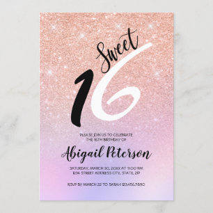 Elegant guld glitter ombre sweet sixteen inbjudningar
