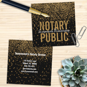 Elegant Guld Glitter på svart Anpassningsbar Notar Fyrkantigt Visitkort