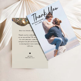 Elegant Guld Glitter | Personlig Photo Bröllop Tack Kort