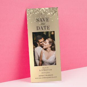 Elegant Guld Glitter Photo Bröllop spara datum Datumet