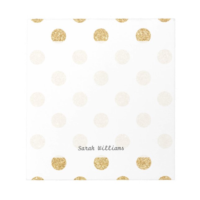 Elegant Guld Glitter Polka dots Mönster Anteckningsblock (Framsida)