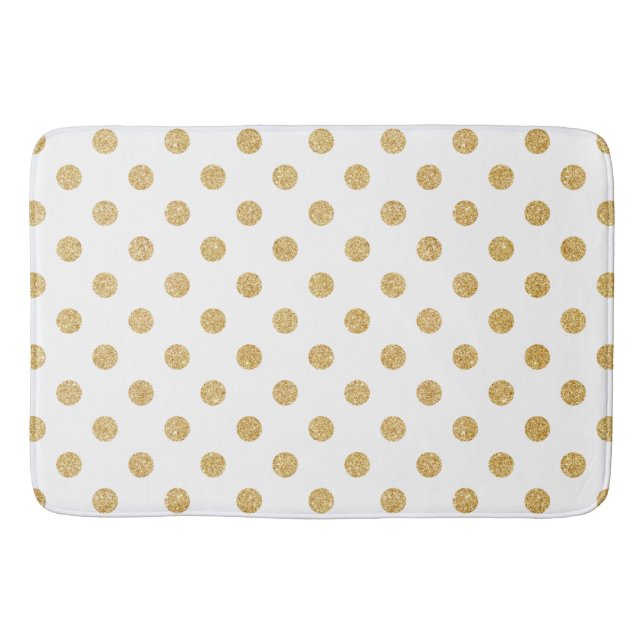 Elegant Guld Glitter Polka dots Mönster Badrumsmatta (Framsidan)