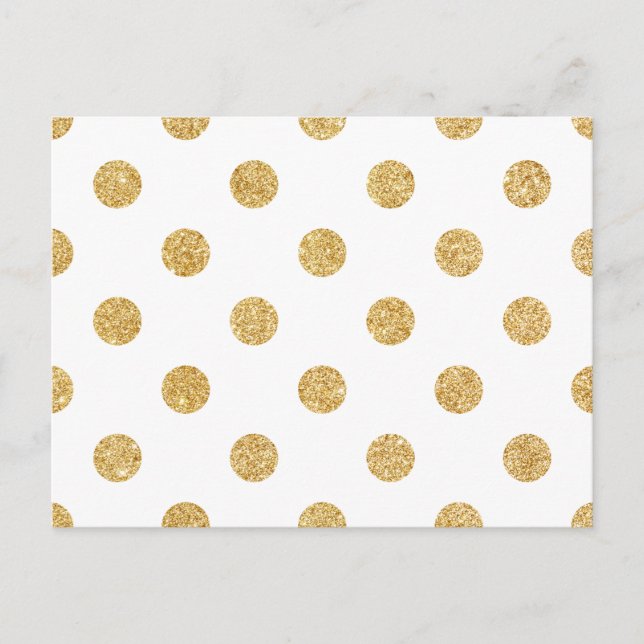 Elegant Guld Glitter Polka dots Mönster Vykort (Framsida)
