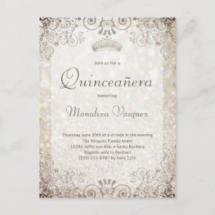Elegant Guld Glitter Quinceañera 15-årsdag Vykort
