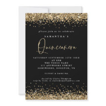 Elegant Guld Glitter Quinceañera 15:e Party Black