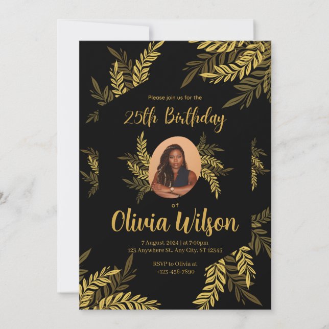 Elegant Guld Glitter Quinceañera 25:e delen Bröllo Inbjudningar (Framsida)